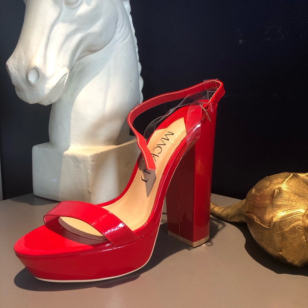 Red Open-Toe Platform Heel